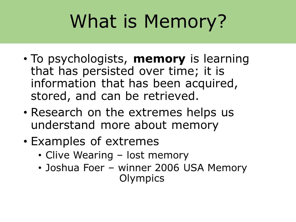 An introduction to memory